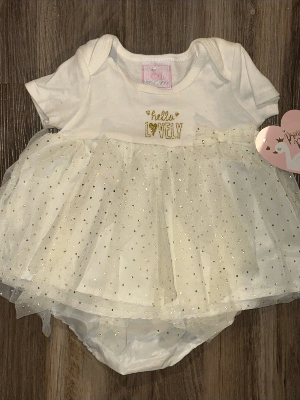 Princess Rose Hello Lovely White Tulle Tutu‎ Bubble Dress NWT 6-9 Months